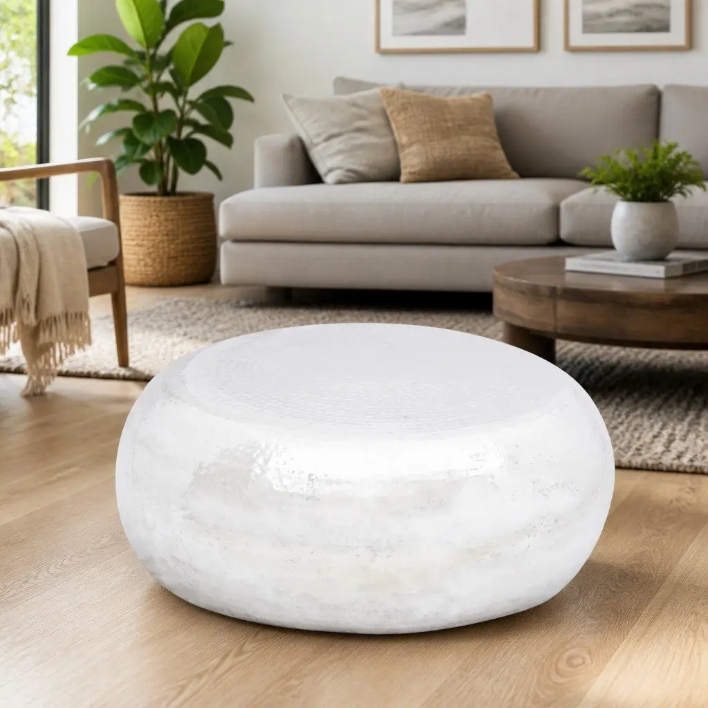 Coffee Table Hammered Aluminium Silver