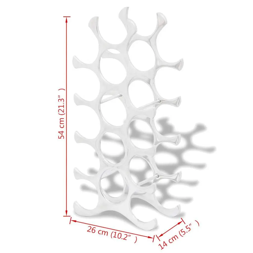 Wine Rack Aluminium Silver Modern 15 Bottles Storage Display Stand