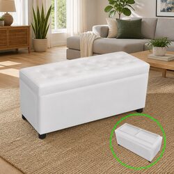 Functional White Storage Ottoman for Everyday Use