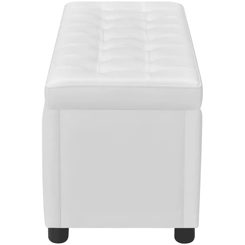 Storage Ottoman White Artificial Leather Foam Seat Hidden Compartment Coffee