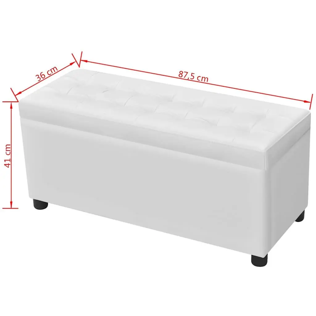 Storage Ottoman White Artificial Leather Foam Seat Hidden Compartment Coffee