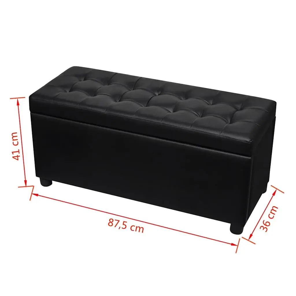 Storage Ottoman Faux Leather Black Extra Seating Footstool Coffee Table