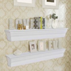 Functional White Baroque Wall Shelves - 2 Pack