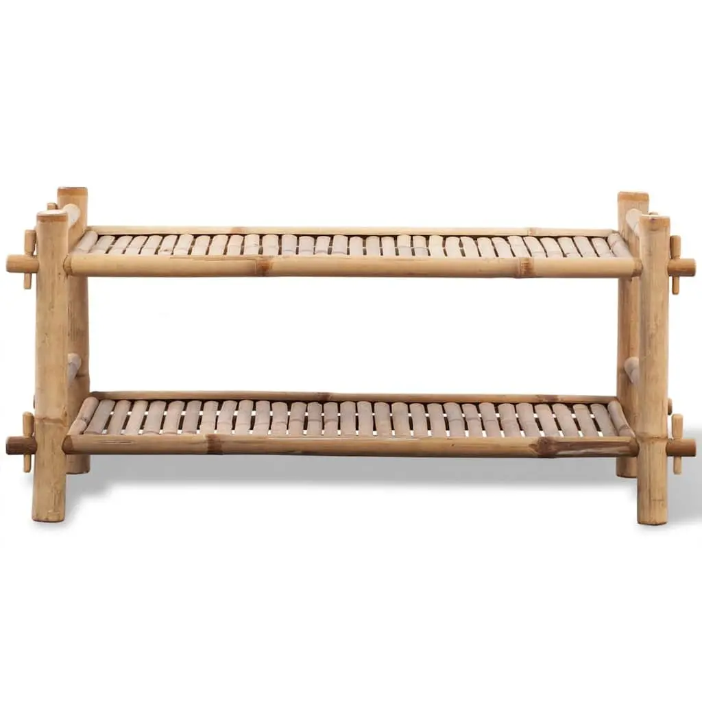 Bamboo Shoe Rack 2-Tier Lightweight Brown Footwear Organiser
