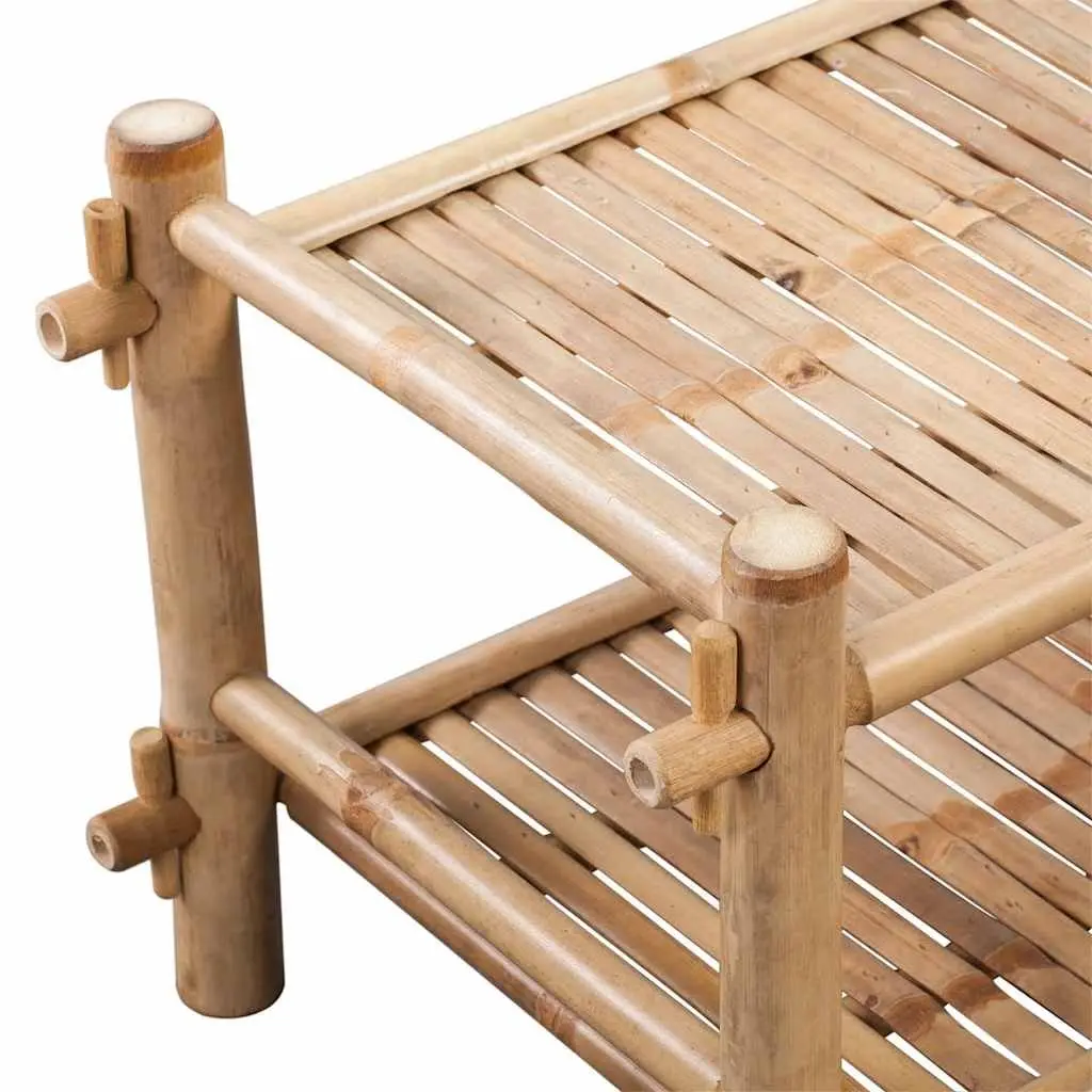 Bamboo Shoe Rack 2-Tier Lightweight Brown Footwear Organiser