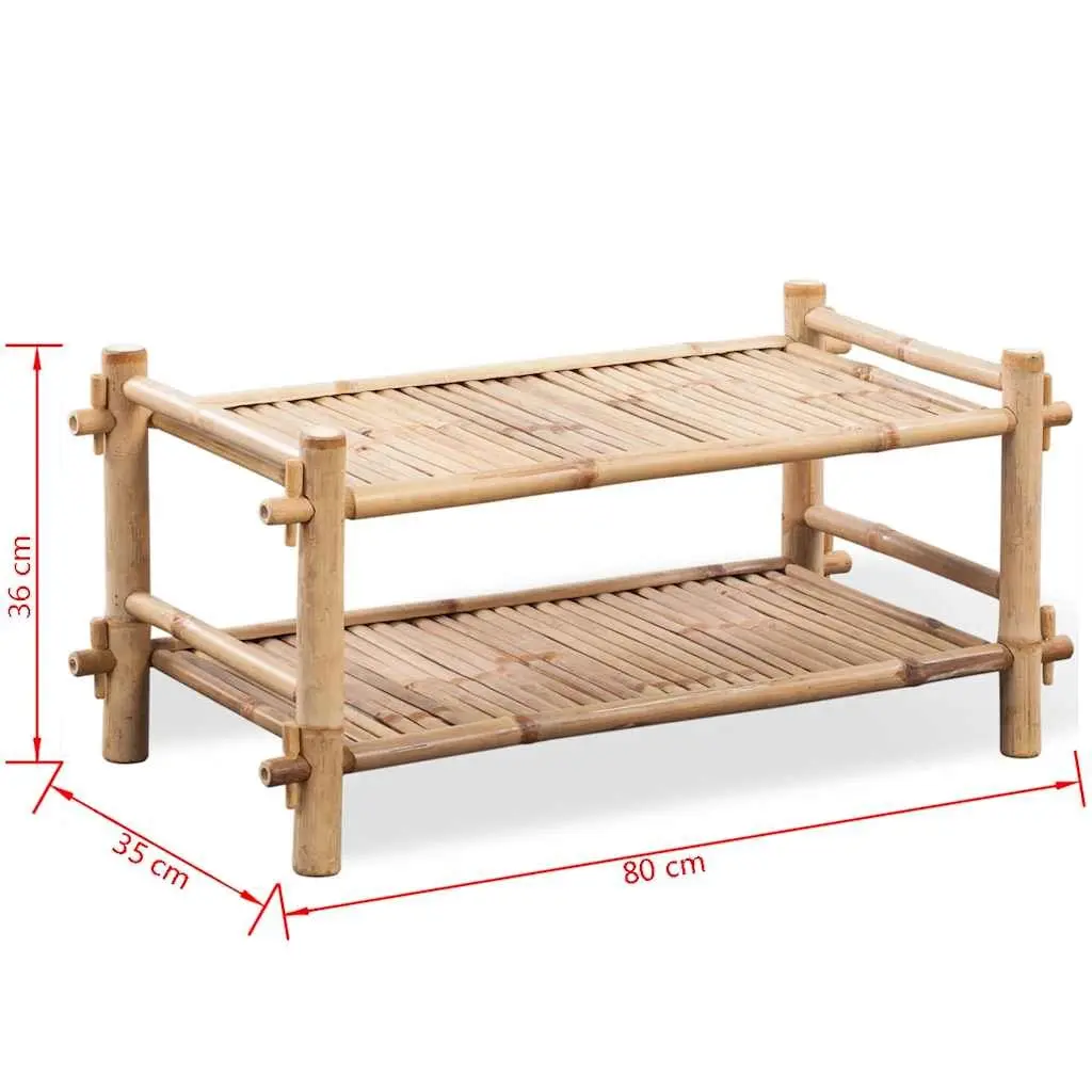 Bamboo Shoe Rack 2-Tier Lightweight Brown Footwear Organiser