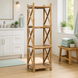 Compact 4-Tier Bamboo Shelf for Home Use