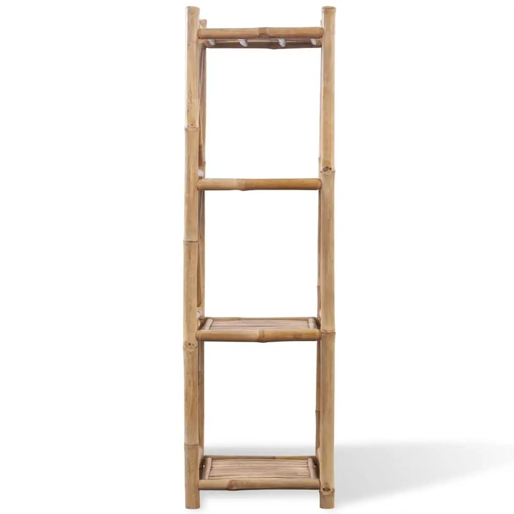 Bamboo Shelf 4-Tier Square Storage Rack Brown