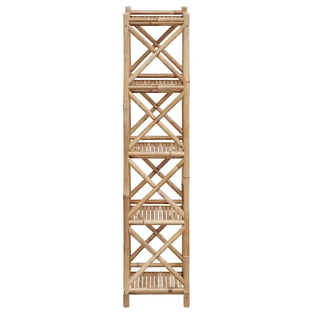 5-Tier Square Bamboo Shelf Brown Compact Storage Display Bookcase