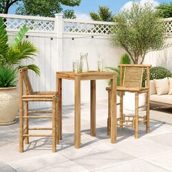 Functional Brown Bamboo Bar Stools for Your Home - Set of 2