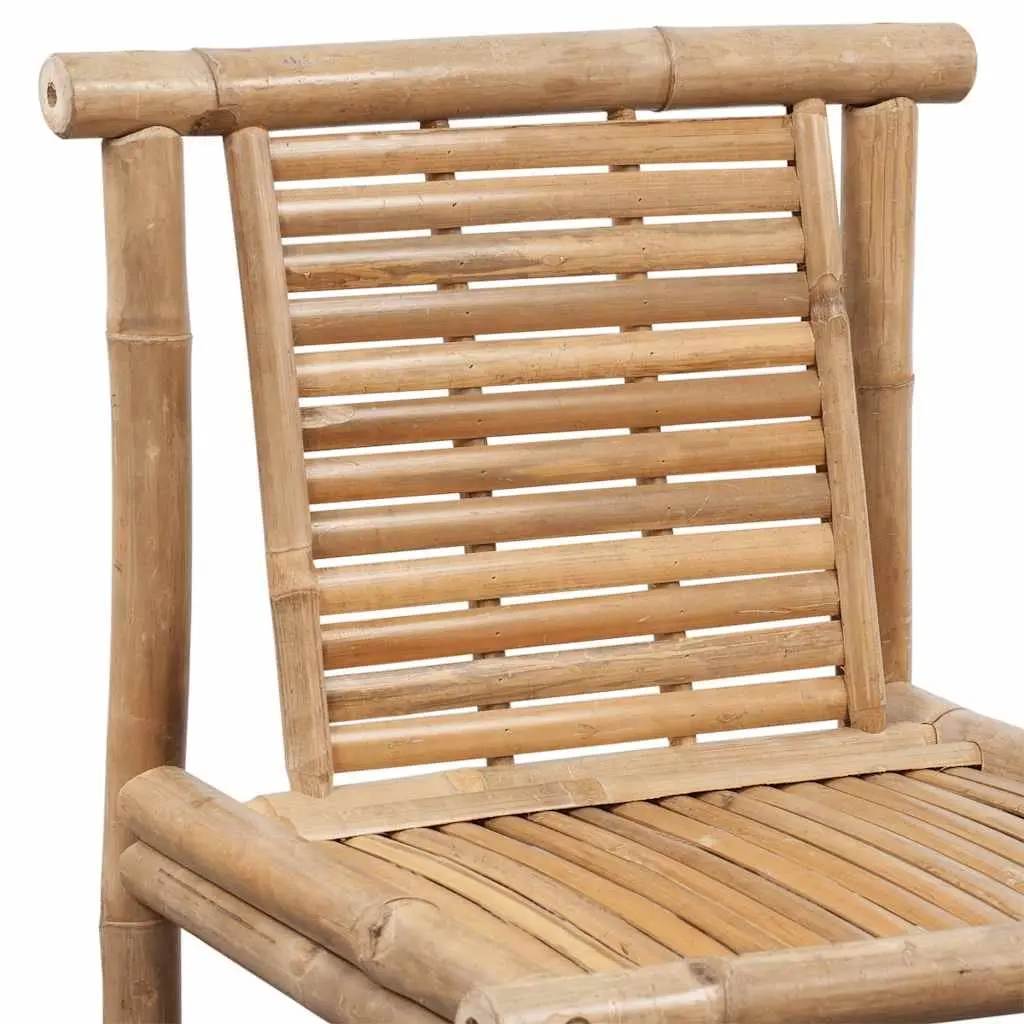Bar Stools 2 Pieces Brown Bamboo Backrest Comfort Seating Indoor Outdoor