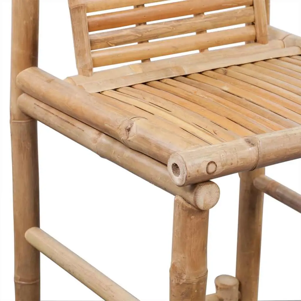 Bar Stools 2 Pieces Brown Bamboo Backrest Comfort Seating Indoor Outdoor