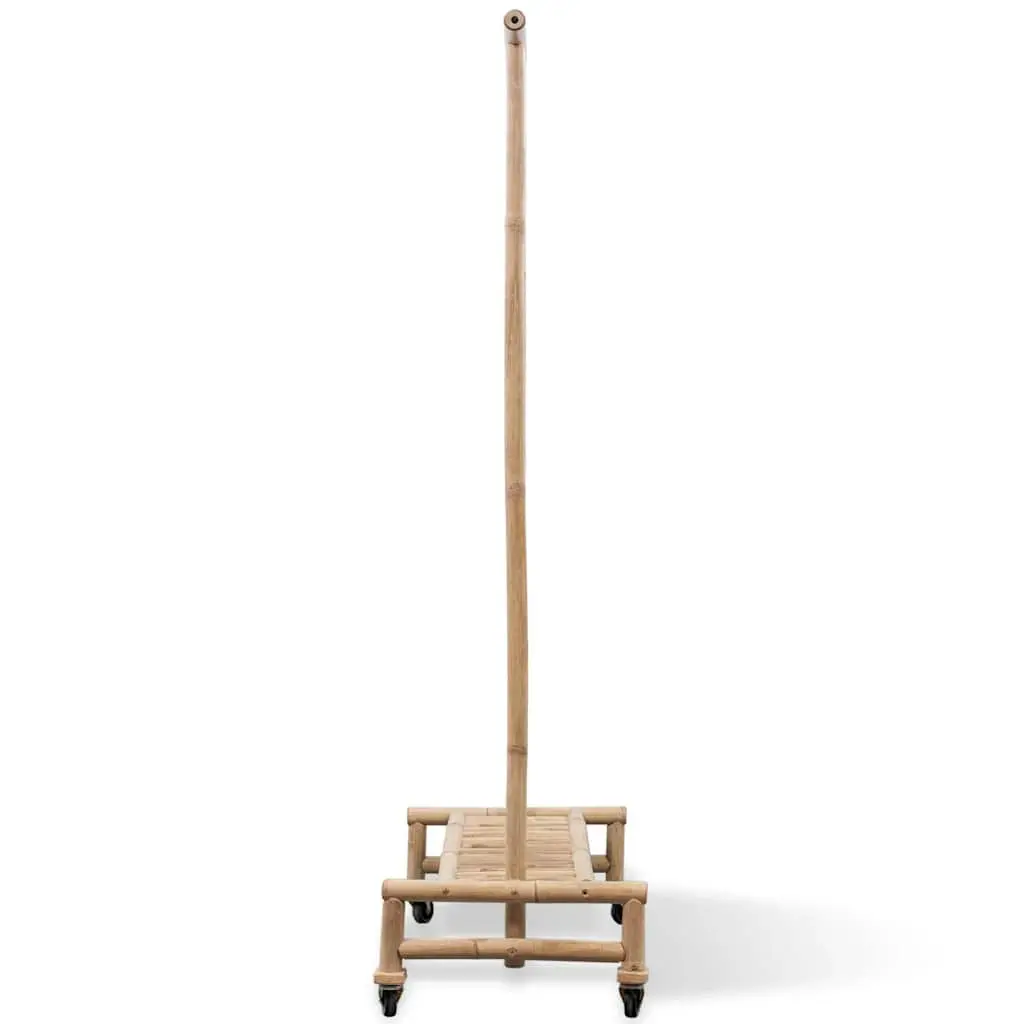 Bamboo Garment Storage Rack with Shelf and Casters Brown Portable Clothes Organizer