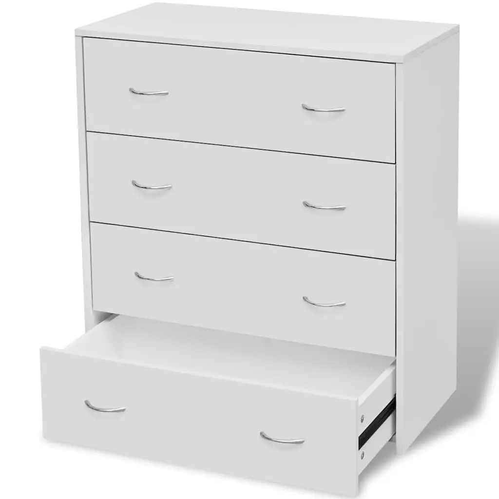 Sideboard Engineered Wood MDF 60 x 30.5 x 71 cm White 4 Drawers Storage Cabinet Living Room Hallway Dining Furniture