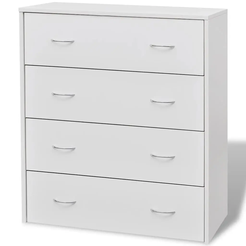 Sideboard Engineered Wood MDF 60 x 30.5 x 71 cm White 4 Drawers Storage Cabinet Living Room Hallway Dining Furniture