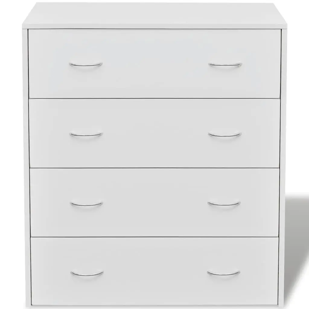 Sideboard Engineered Wood MDF 60 x 30.5 x 71 cm White 4 Drawers Storage Cabinet Living Room Hallway Dining Furniture