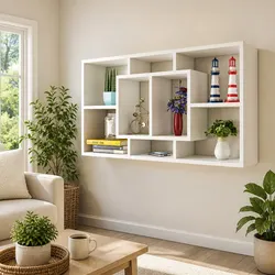 White Floating Wall Display Shelf 8 Compartments Storage Cube Ledge Bookshelf