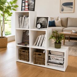 Practical White Staircase Bookcase for Home Organization
