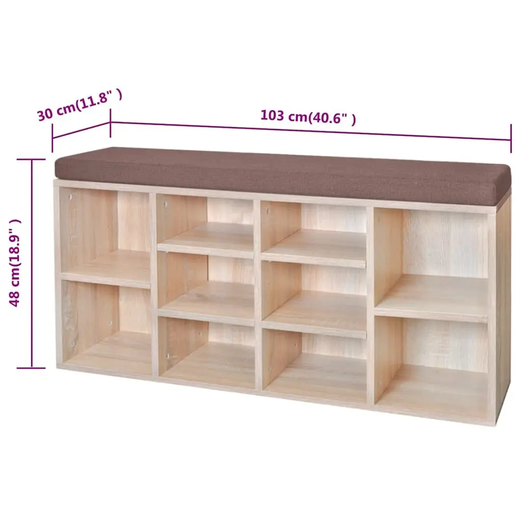 Shoe Storage Bench with 10 Compartments for Home