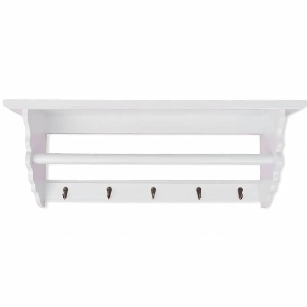 Coat Rack Wall Mount Baroque Style White MDF 5 Hooks