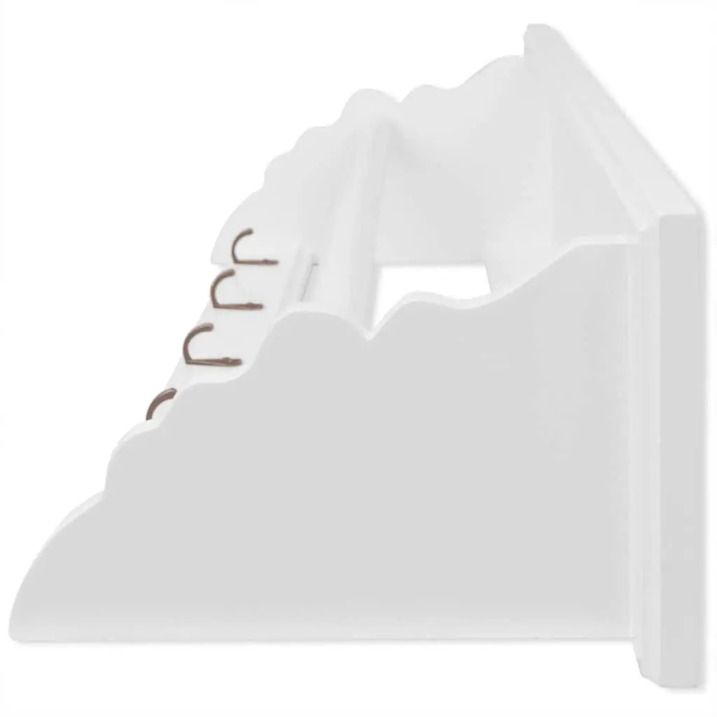 Coat Rack Wall Mount Baroque Style White MDF 5 Hooks