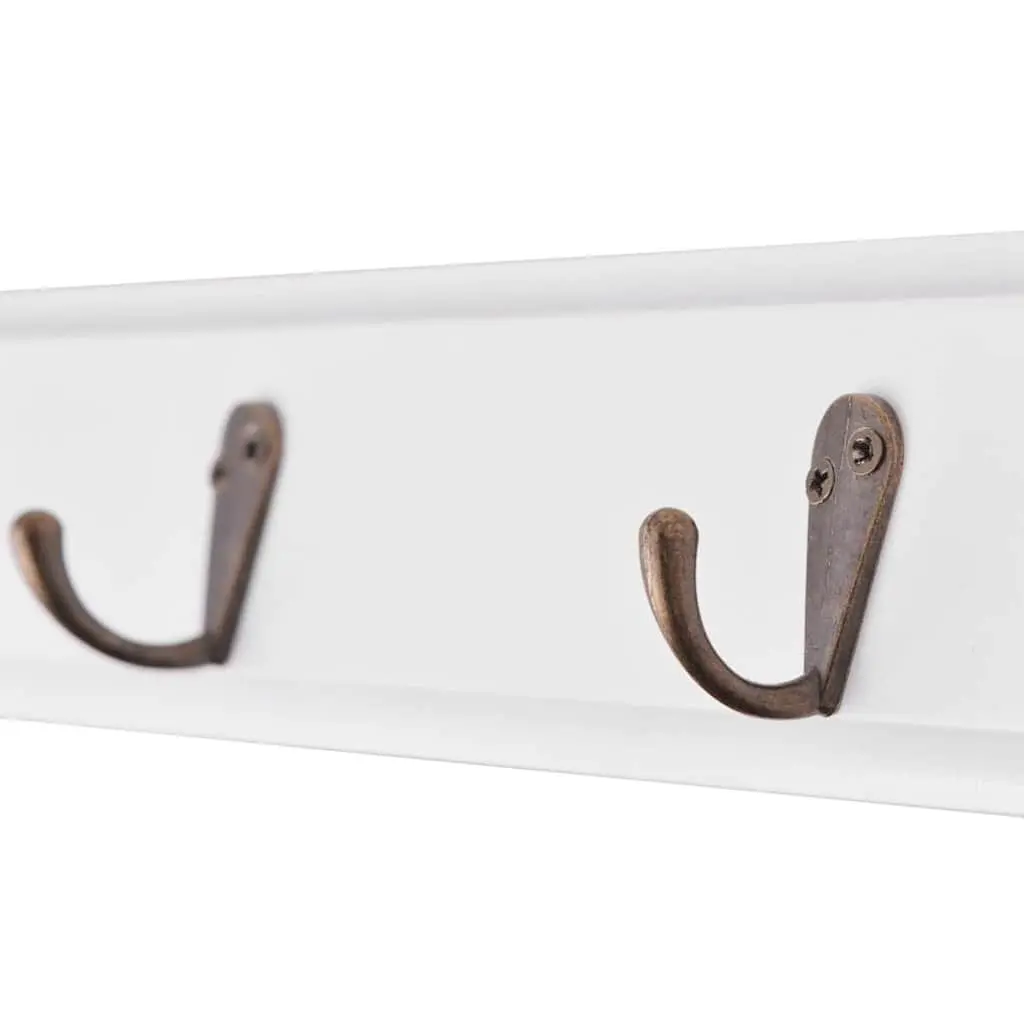Coat Rack Wall Mount Baroque Style White MDF 5 Hooks