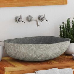 Practical River Stone Basin for Any Bathroom Space