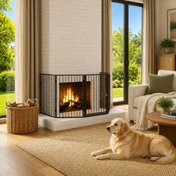 Practical Fireplace Fence for Pet Safety at Home