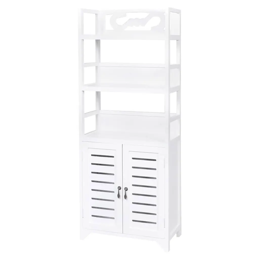 White Storage Cabinet for Bathroom Use
