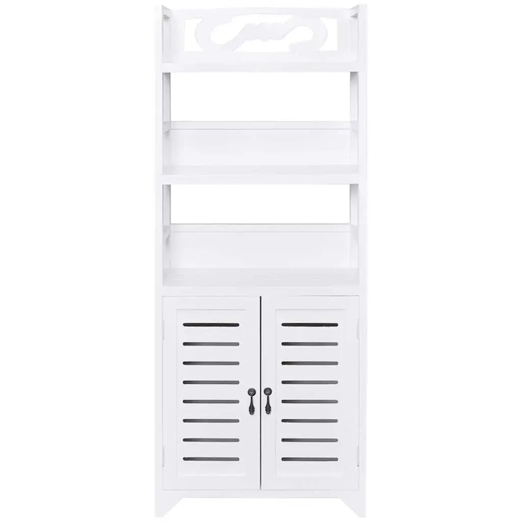 White Storage Cabinet for Bathroom Use