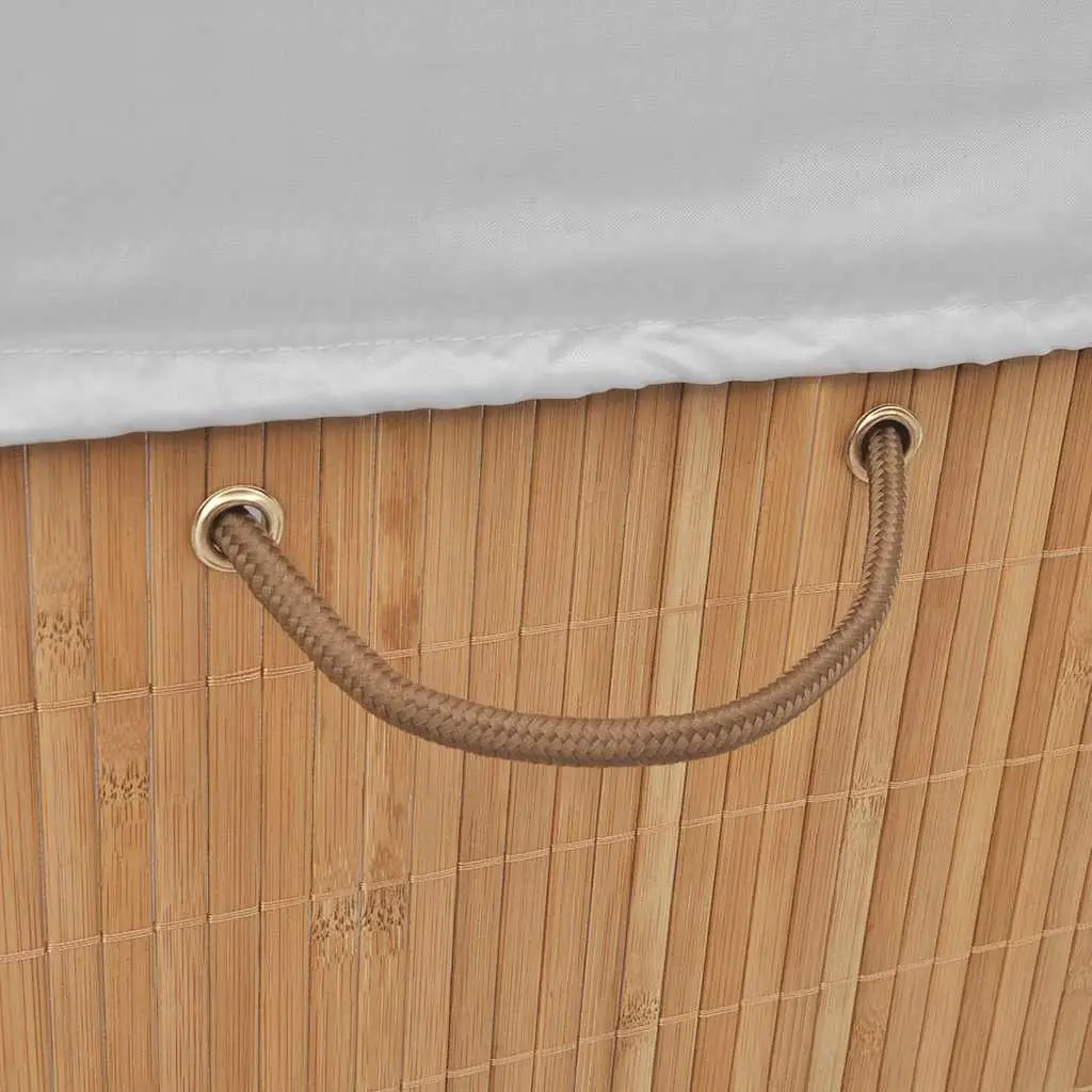 Bamboo Rectangular Laundry Bin Brown Hamper with Handles and Removable Liner