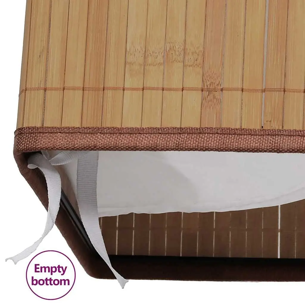 Bamboo Rectangular Laundry Bin Brown Hamper with Handles and Removable Liner