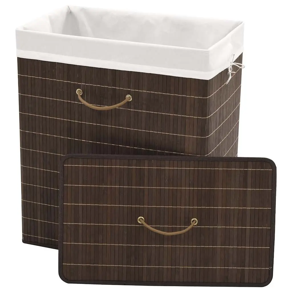 Bamboo Laundry Bin Rectangular Brown Hamper