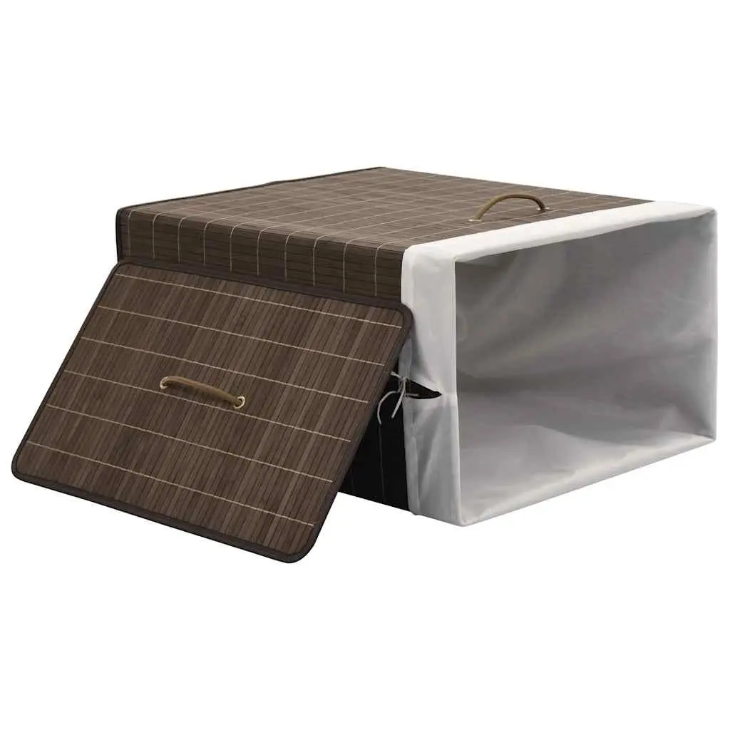 Bamboo Laundry Bin Rectangular Brown Hamper