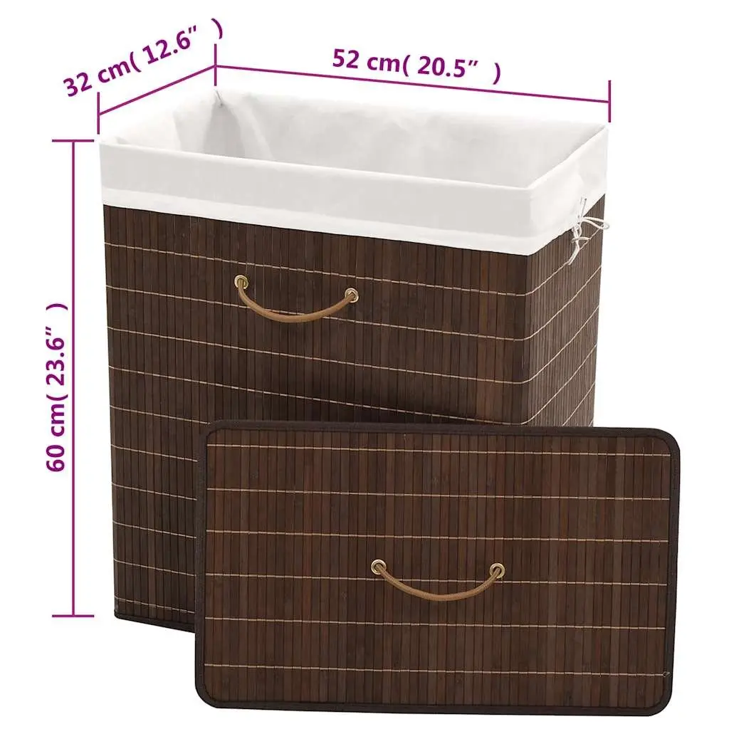 Bamboo Laundry Bin Rectangular Brown Hamper