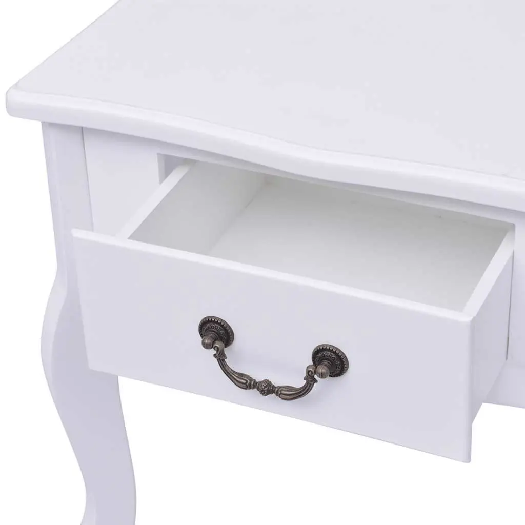 Bedside Cabinet MDF Compact White Nightstand with Drawer