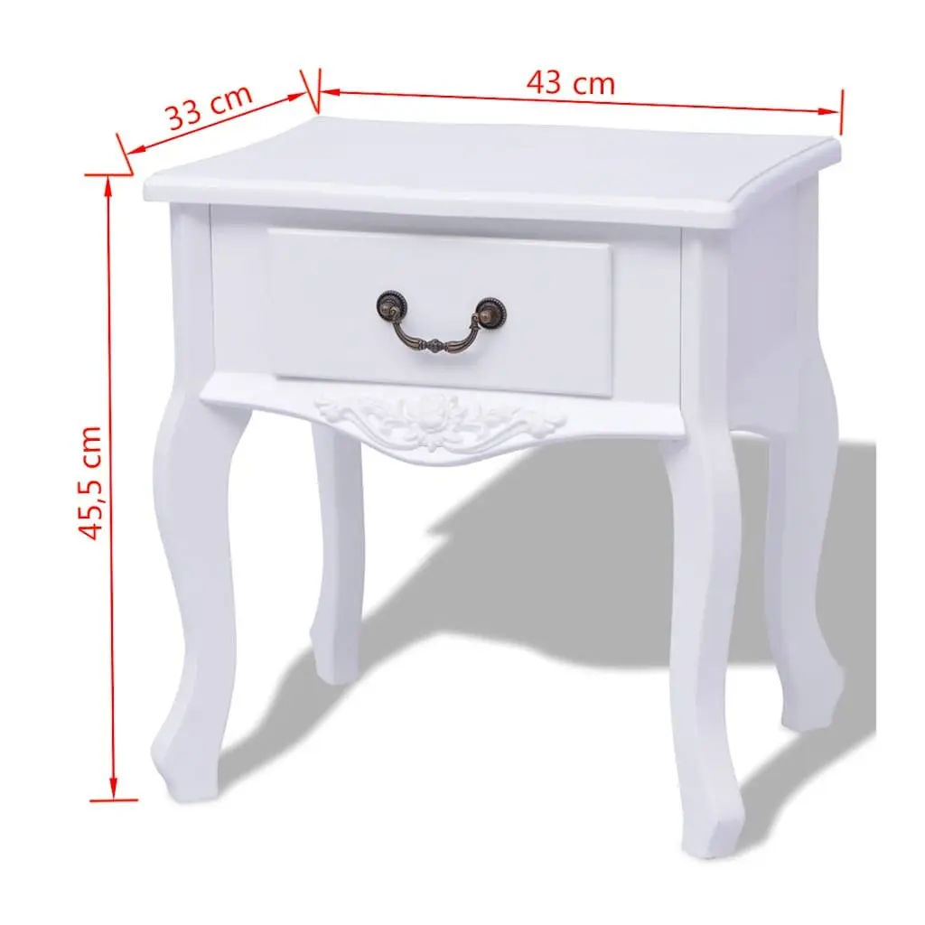 Bedside Cabinet MDF Compact White Nightstand with Drawer