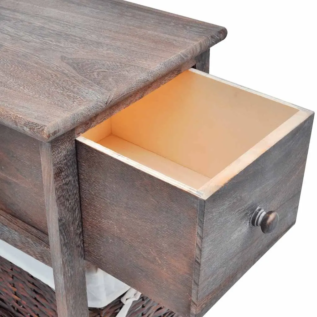 Bedside Cabinet Wood 2 pcs Brown Nightstand Drawer Storage End Table Bedroom