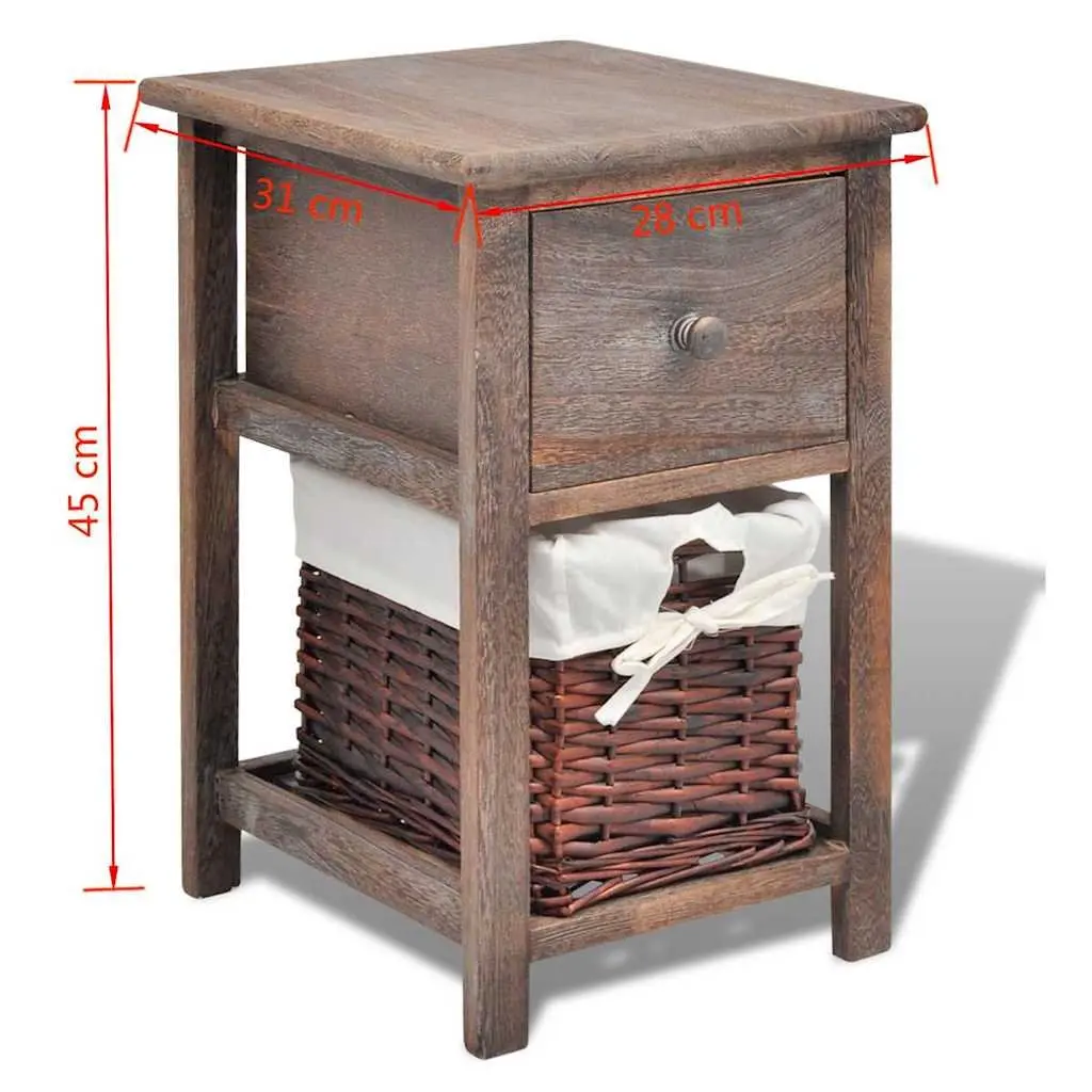 Bedside Cabinet Wood 2 pcs Brown Nightstand Drawer Storage End Table Bedroom