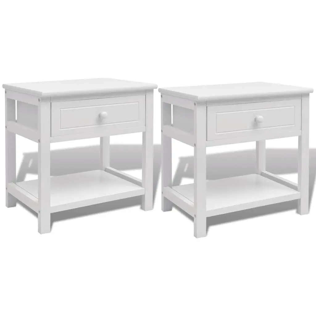 Bedside Cabinet White Wooden Nightstand Drawer Storage Shelf Bedroom Furniture