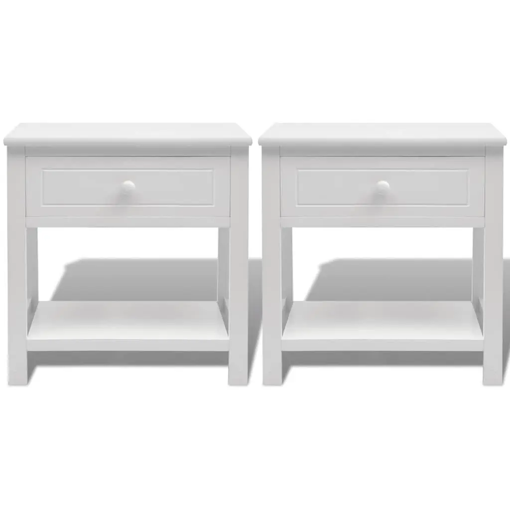 Bedside Cabinet White Wooden Nightstand Drawer Storage Shelf Bedroom Furniture