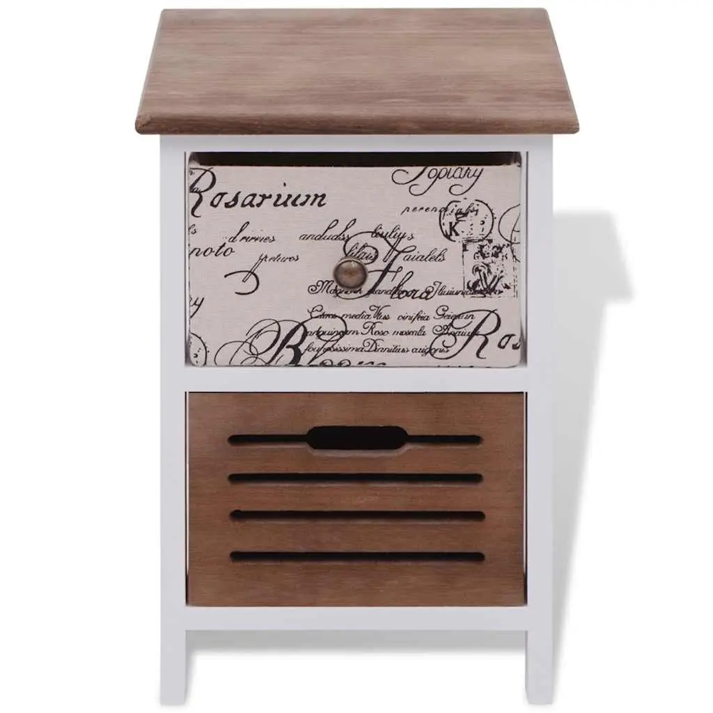 Wooden Nightstand Cabinets Pair Rustic Style 2 Drawer Storage Unit Multicolour
