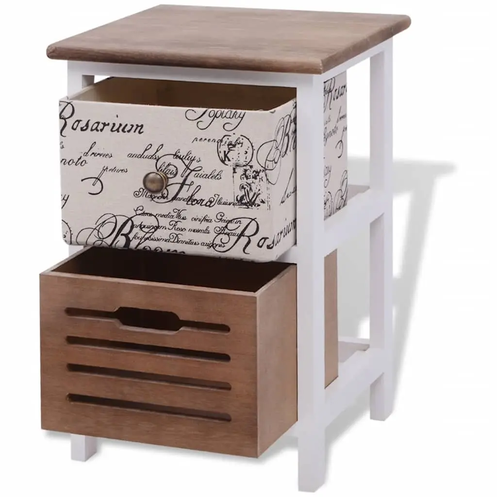 Wooden Nightstand Cabinets Pair Rustic Style 2 Drawer Storage Unit Multicolour