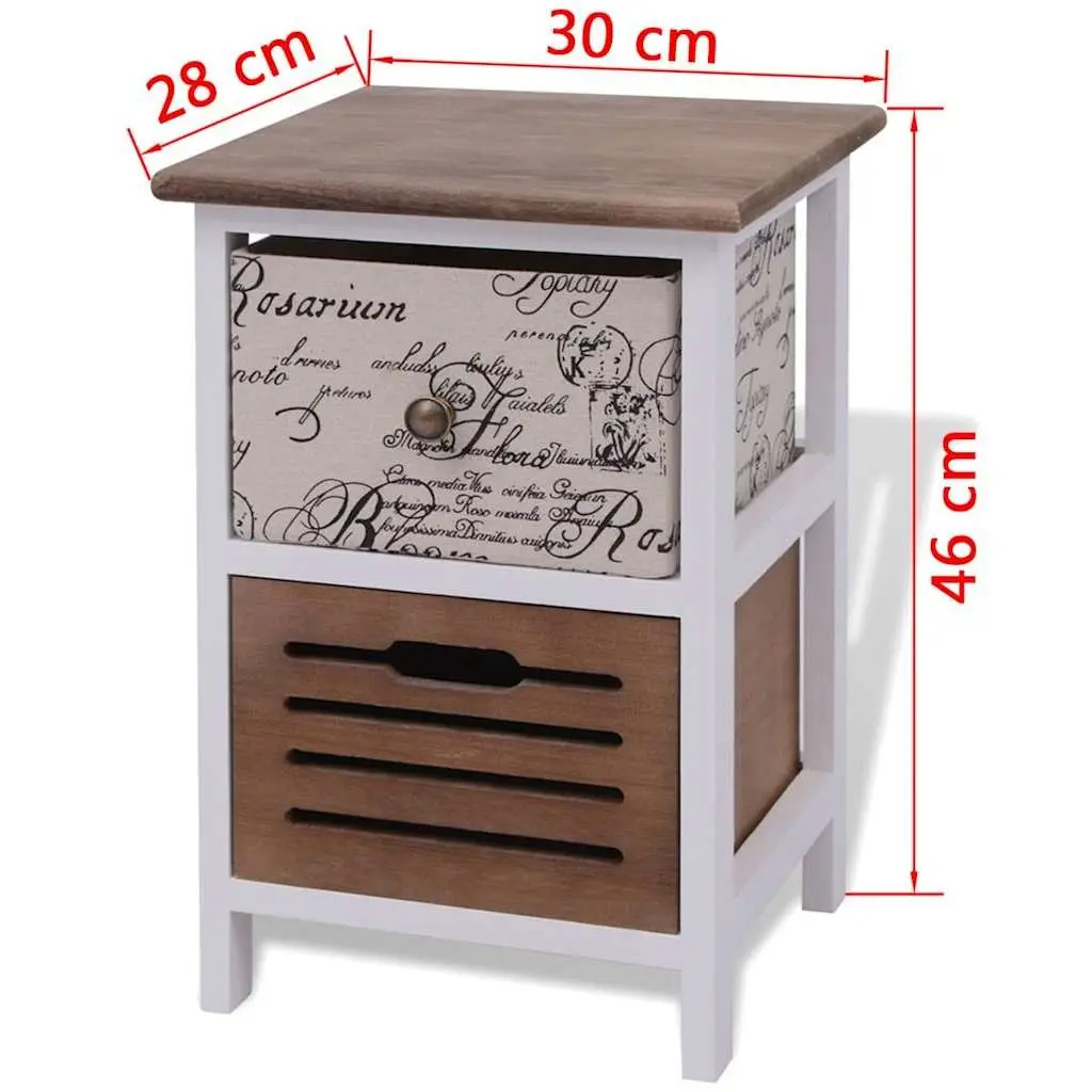 Wooden Nightstand Cabinets Pair Rustic Style 2 Drawer Storage Unit Multicolour