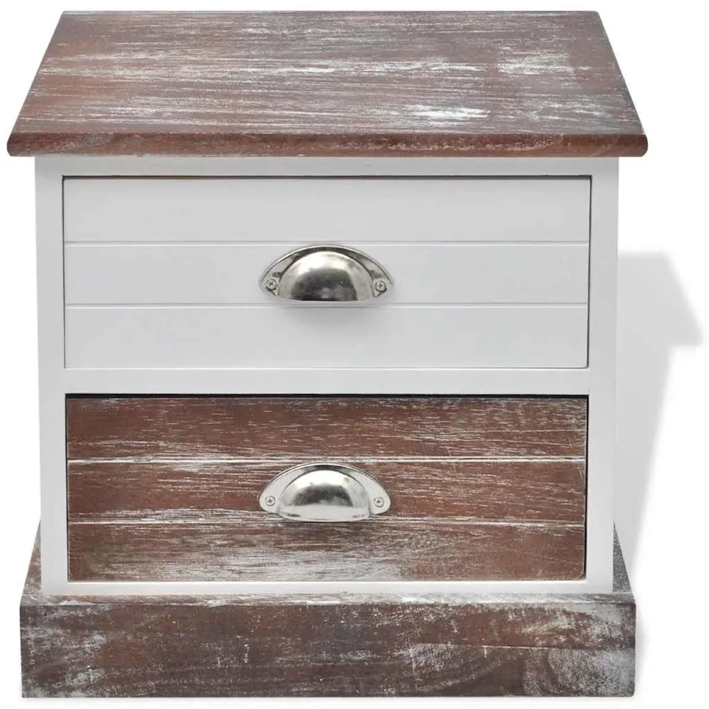 Bedside Cabinets Set 2 pcs French Country Style Drawer Storage Brown