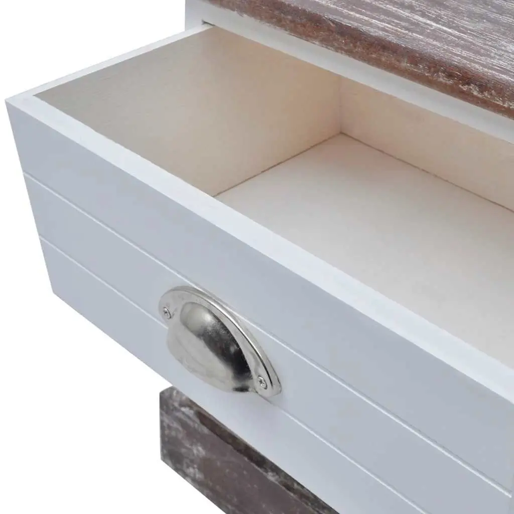 Bedside Cabinets Set 2 pcs French Country Style Drawer Storage Brown