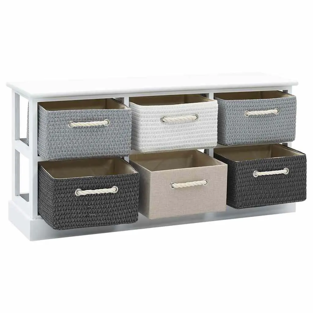 Storage Bench Wooden 6 Drawers Multicolour