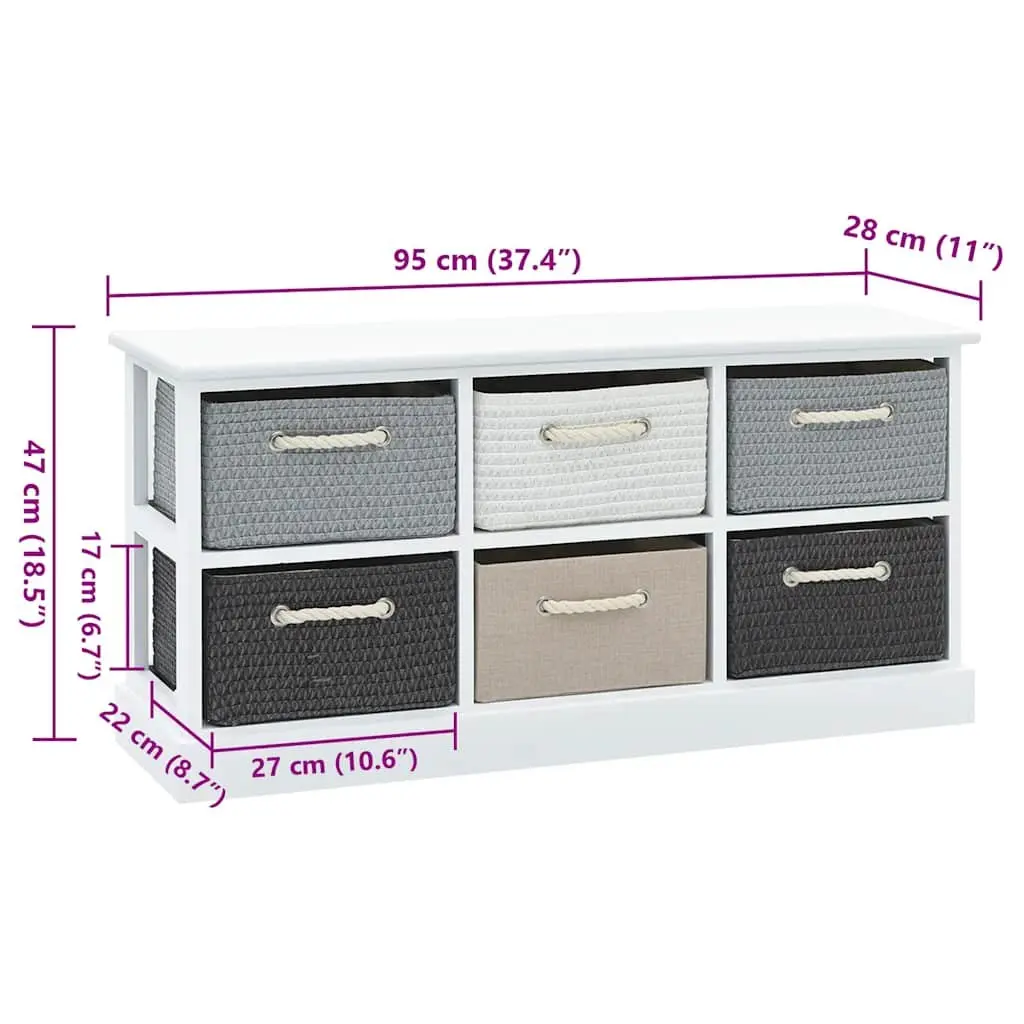 Storage Bench Wooden 6 Drawers Multicolour