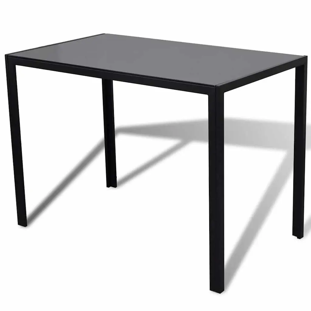 Black Dining Table Set 5 Piece Modern Design Tempered Glass Top with 4 Chairs