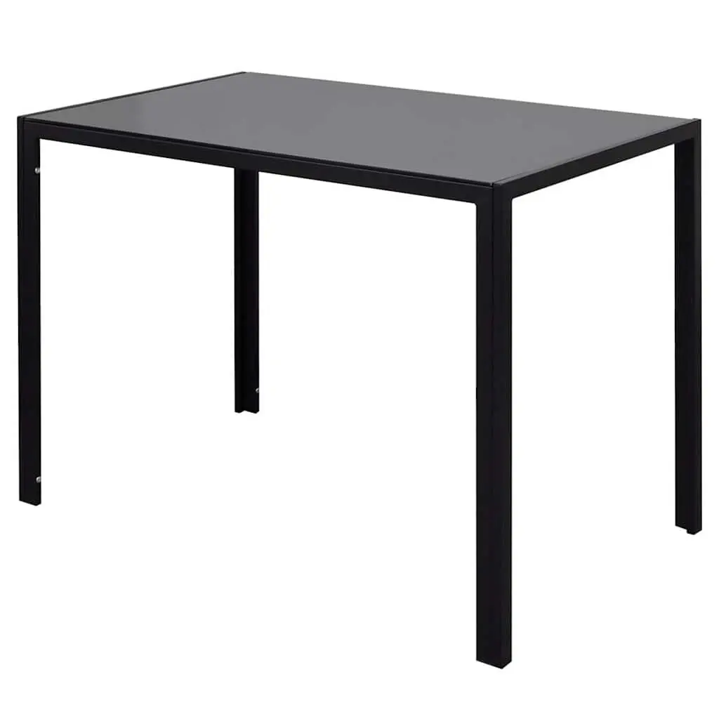 Dining Table Set 7 Piece Black Modern Kitchen Furniture Glass Table with 6 Chairs